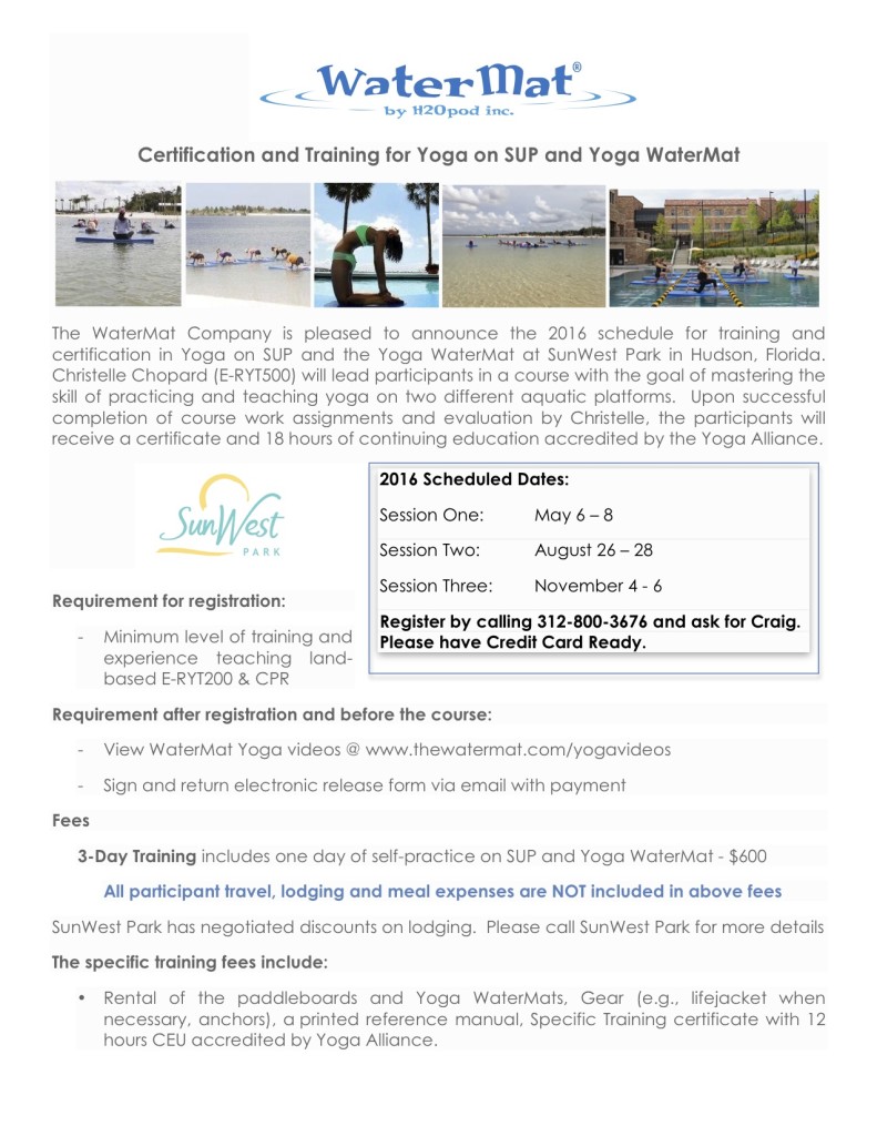 Specific Training Yoga on SUP and YWM Tampa